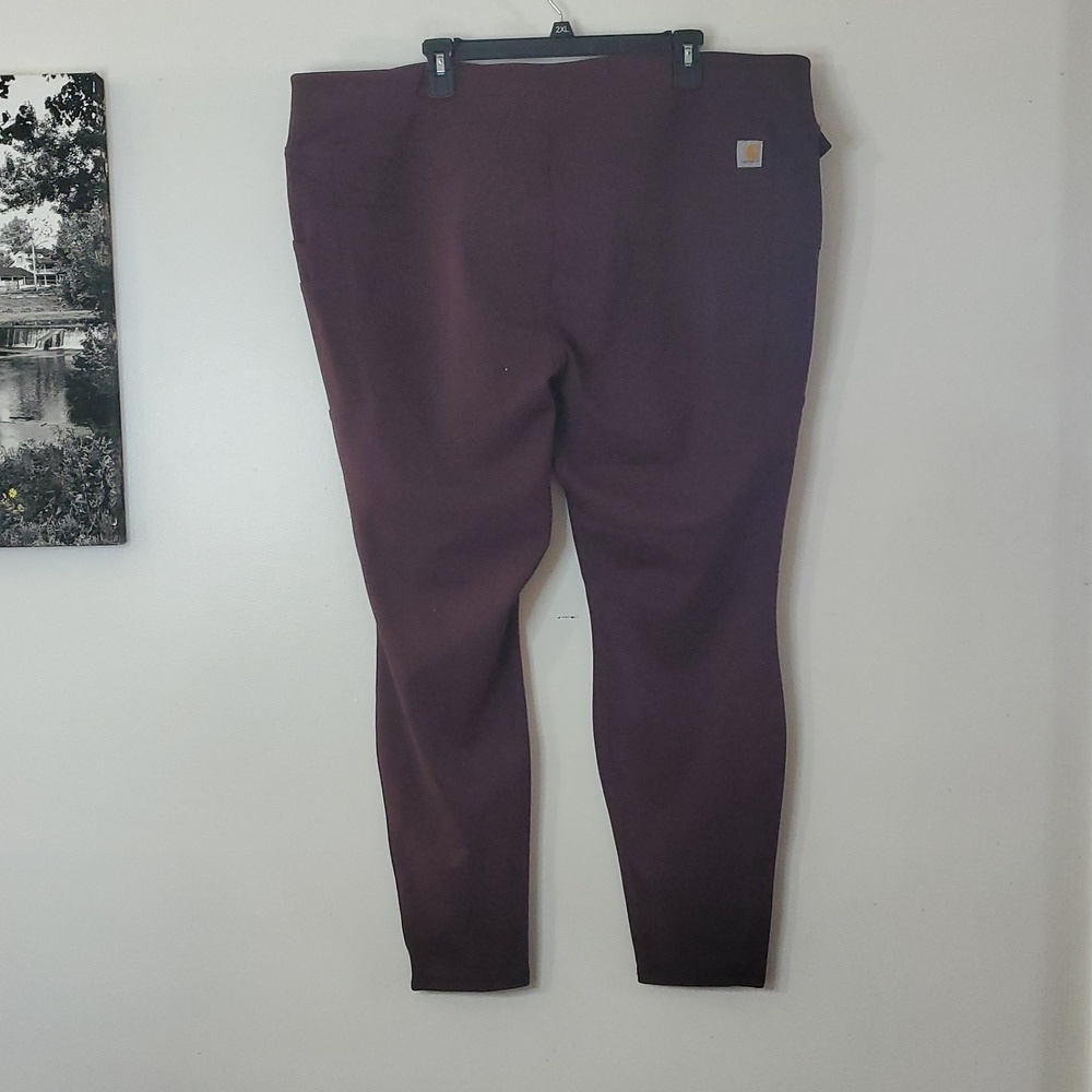 Womens Carhartt Brown Fitted Leggings Size 2X Zip Pocket - Picture 7 of 12